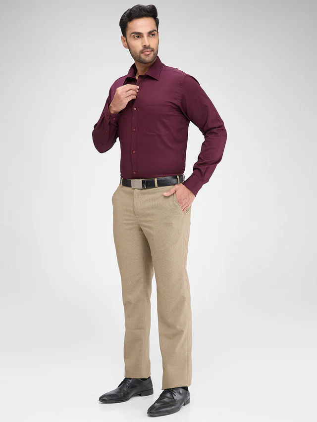Park Avenue Brown Structure Regular Fit Polyester Blend Trouser - Image 5