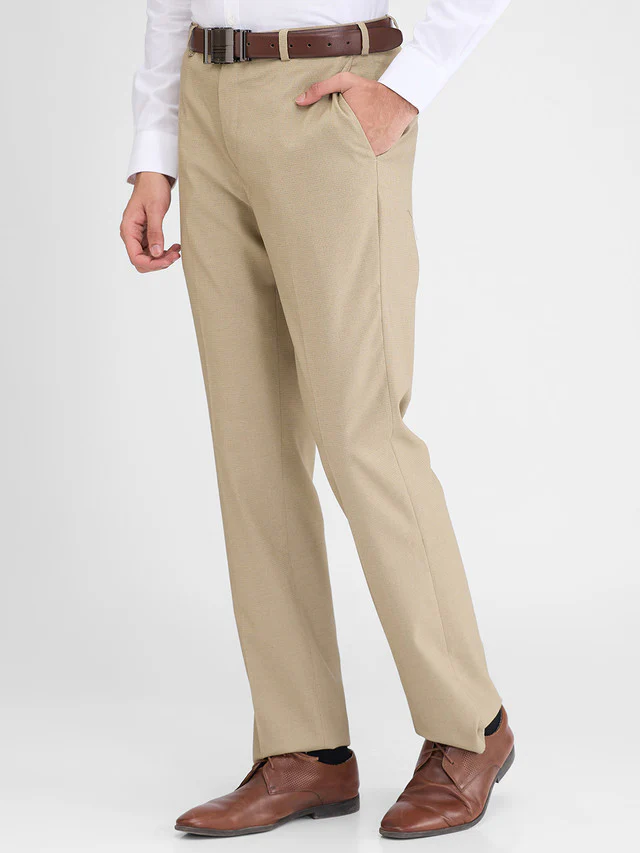 Park Avenue Brown Structure Regular Fit Polyester Blend Trouser - Image 3