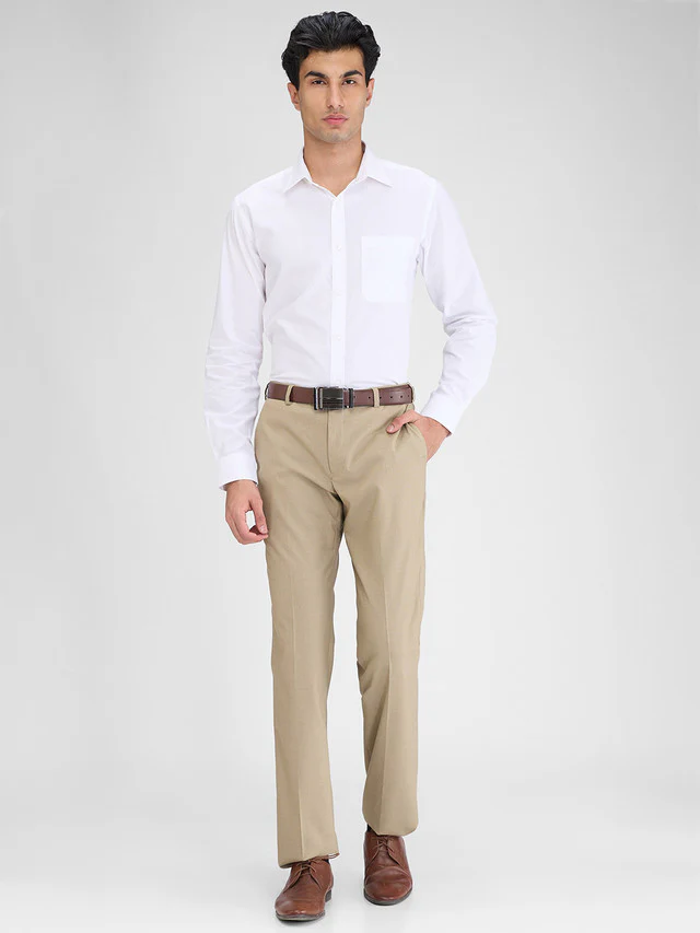 Park Avenue Brown Structure Regular Fit Polyester Blend Trouser - Image 5