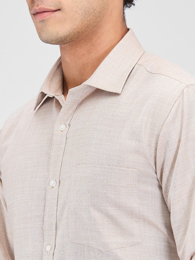 Park Avenue Brown Structure Slim Fit Cotton Blend Formal Shirt - Image 6