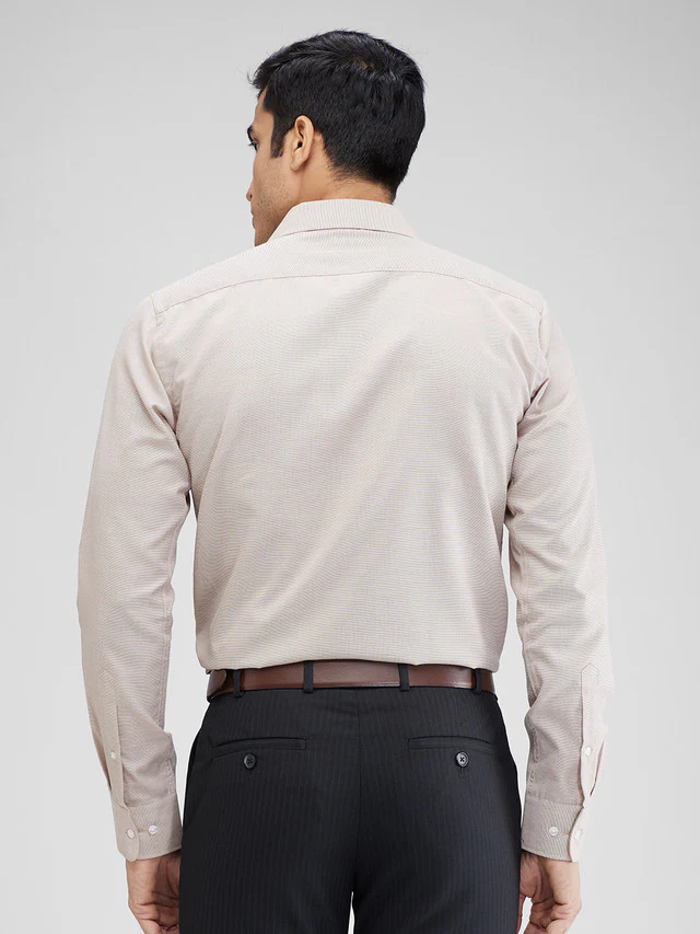 Park Avenue Men Brown Slim Fit Structure Formal Shirt - Image 4