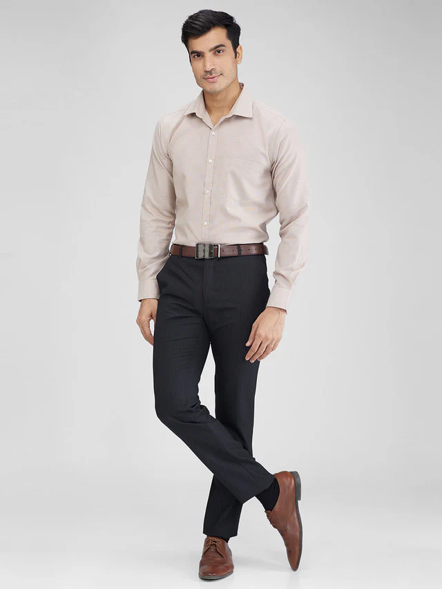 Park Avenue Men Brown Slim Fit Structure Formal Shirt - Image 5