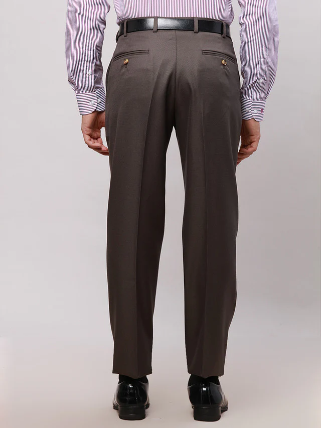 Park Avenue Brown Structure Smart Fit Polyester Blend Trouser - Image 4