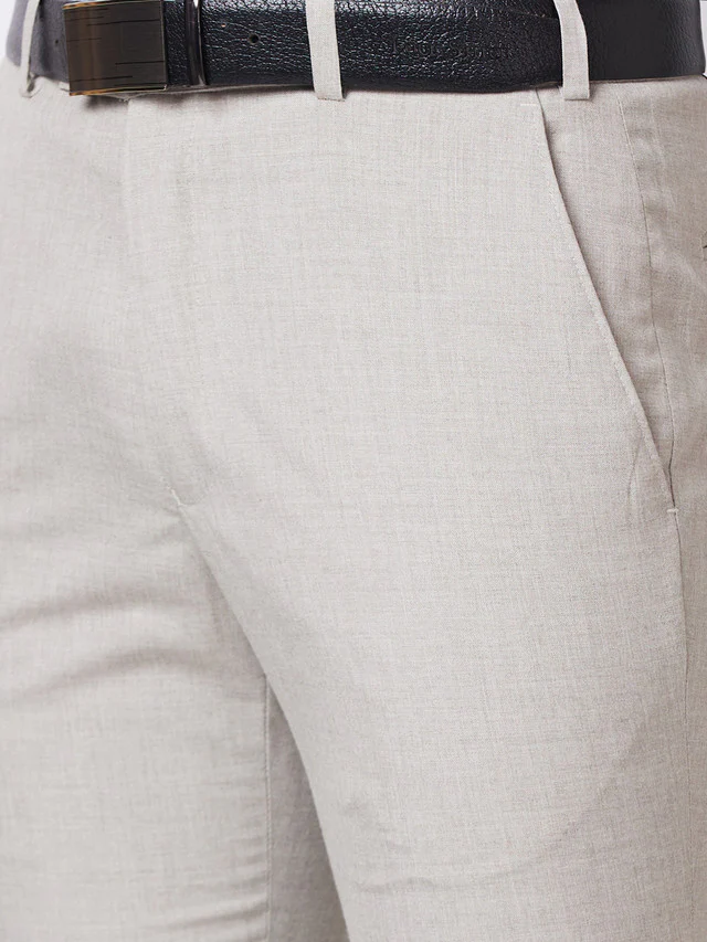 Park Avenue Grey Plain Super Slim Fit Polyester Blend Trouser - Image 6