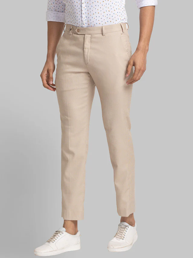 Park Avenue Khaki Structure Neo Fit Polyester Blend Trouser - Image 3
