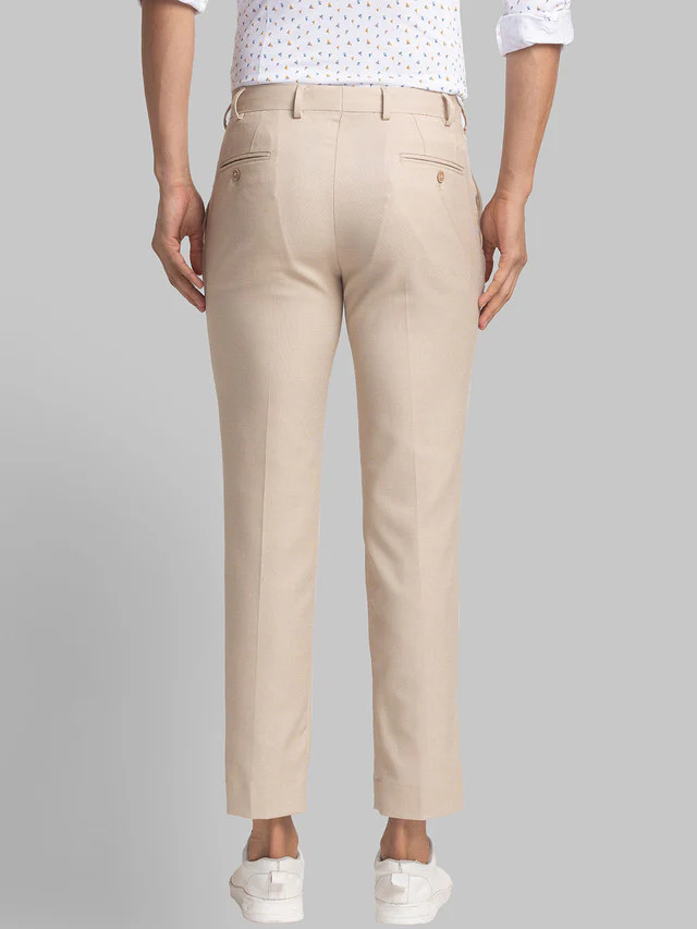 Park Avenue Khaki Structure Neo Fit Polyester Blend Trouser - Image 4