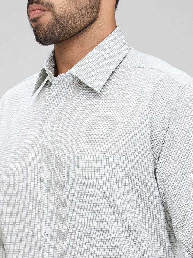 Park Avenue Green Checks Regular Fit Full Sleeve Cotton Shirt - Image 6