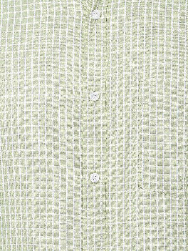 Park Avenue Green Checks Slim Fit Cotton Blend Formal Shirt - Image 7