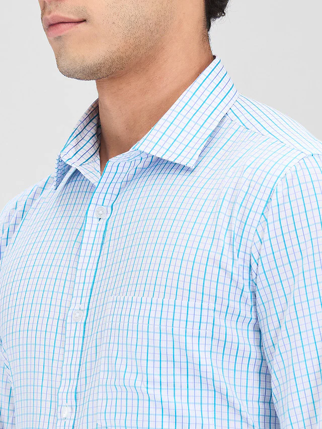 Park Avenue Green Checks Slim Fit Cotton Blend Formal Shirt - Image 6
