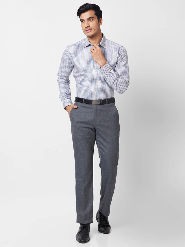 Park Avenue Green Checks Slim Fit Cotton Formal Shirt - Image 5