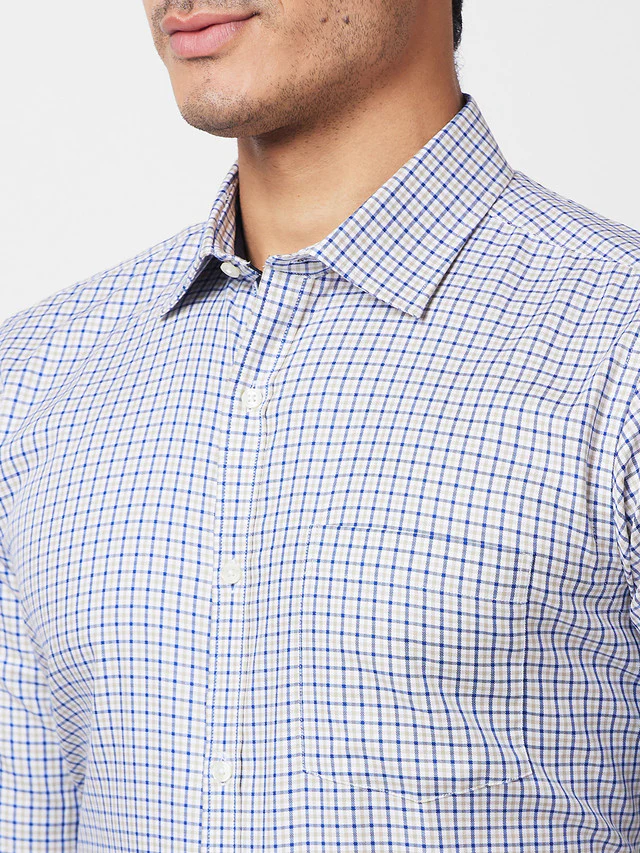 Park Avenue Green Checks Slim Fit Cotton Formal Shirt - Image 6