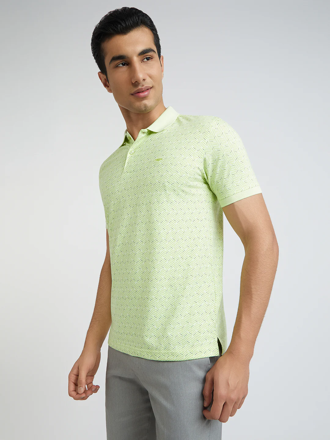 Park Avenue Green Printed Slim Fit Cotton Blend T-Shirt - Image 3