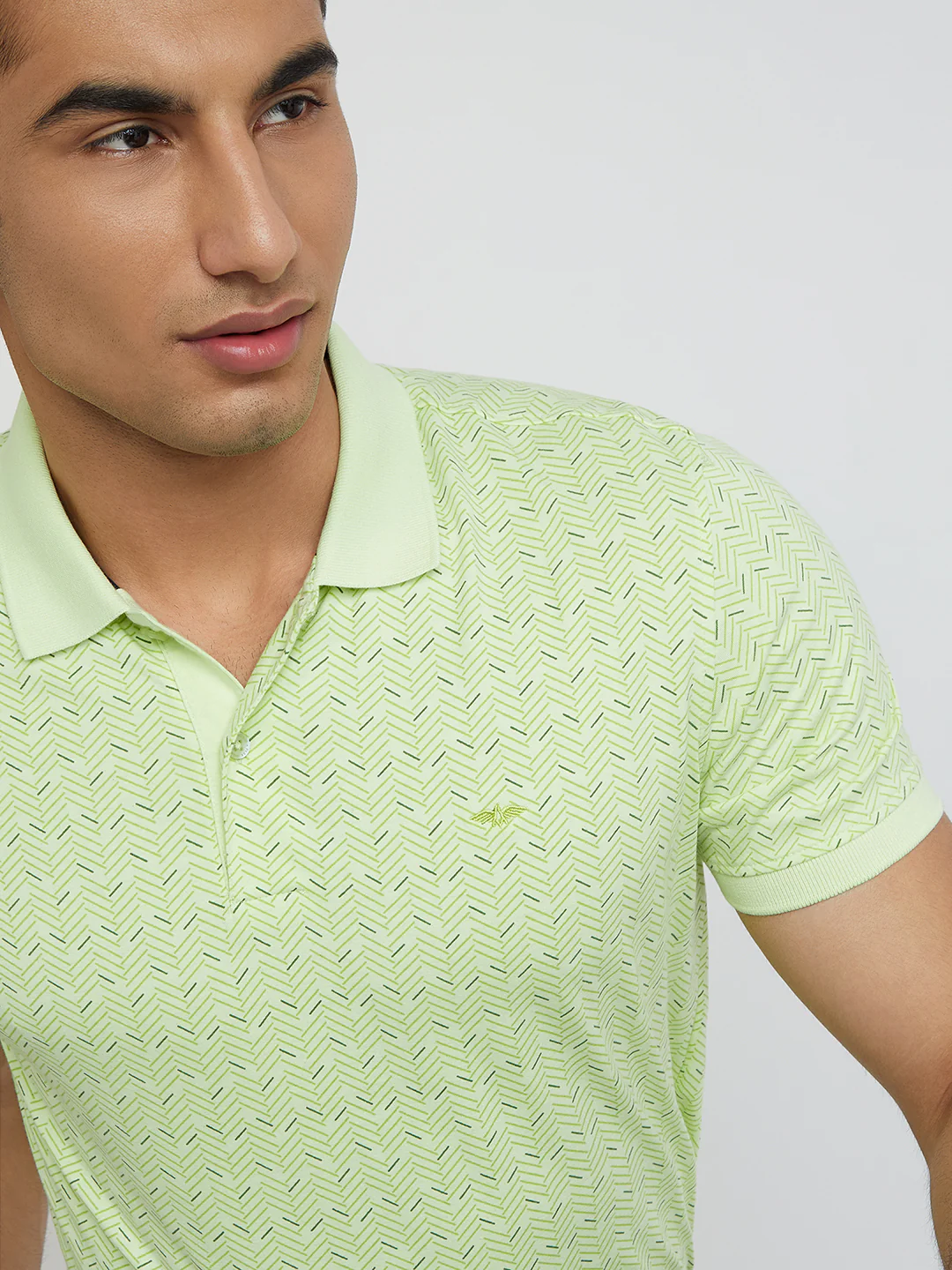 Park Avenue Green Printed Slim Fit Cotton Blend T-Shirt - Image 7