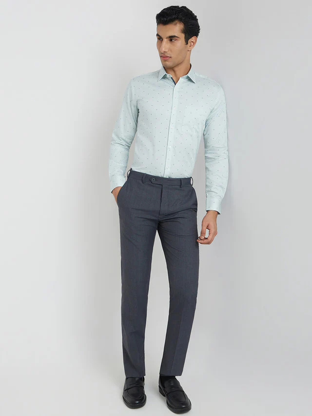 Park Avenue Green Printed Slim Fit Cotton Formal Shirt - Image 5
