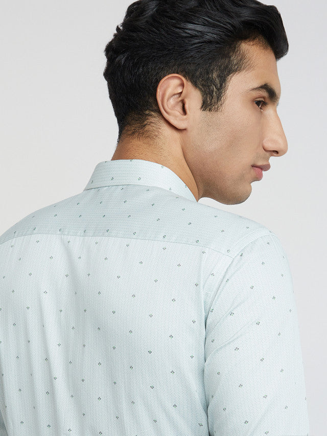 Park Avenue Green Printed Slim Fit Cotton Formal Shirt - Image 6