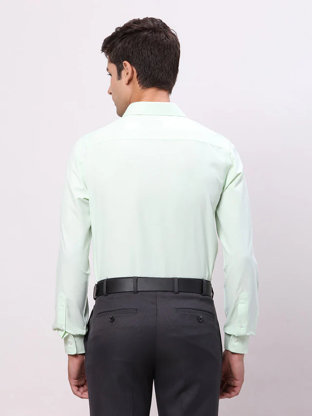 Park Avenue Green Solid Slim Fit Polyester Blend Formal Shirt - Image 5