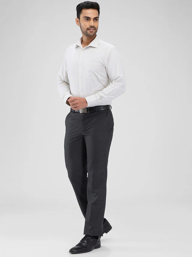Park Avenue Green Stripe Slim Fit Cotton Blend Formal Shirt - Image 5
