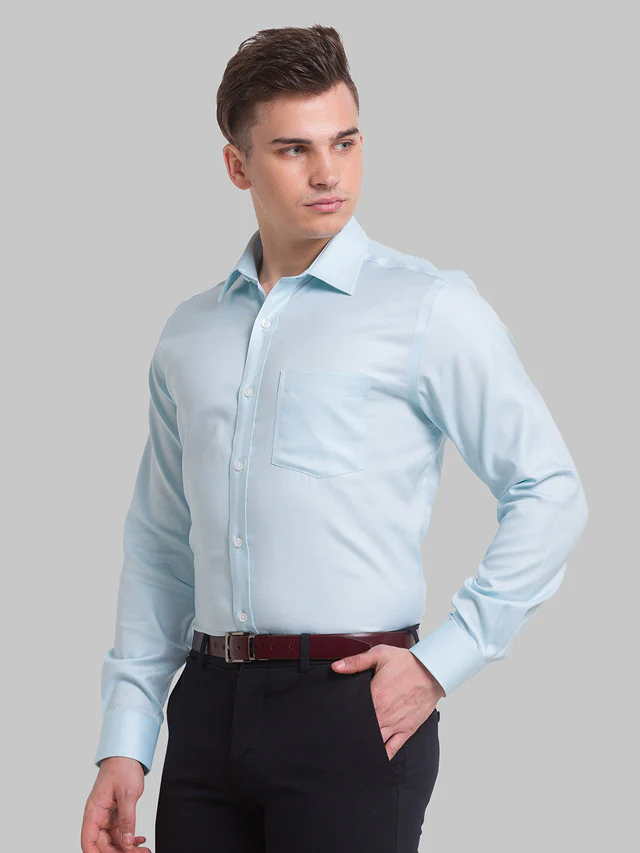 Park Avenue Green Structure Regular Fit Cotton Formal Shirt - Image 3