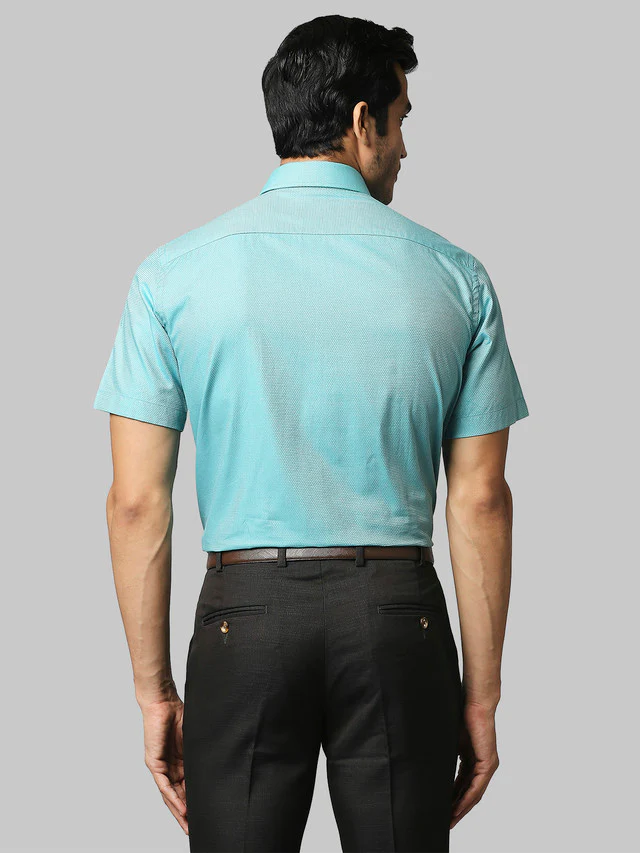 Park Avenue Green Structure Regular Fit Cotton Formal Shirt - Image 4