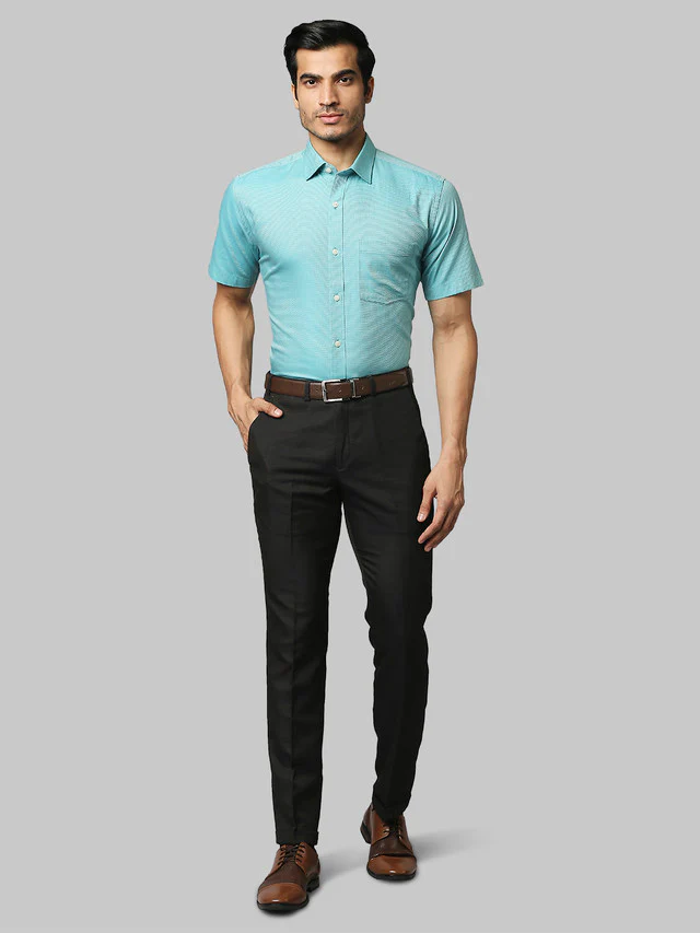 Park Avenue Green Structure Regular Fit Cotton Formal Shirt - Image 5