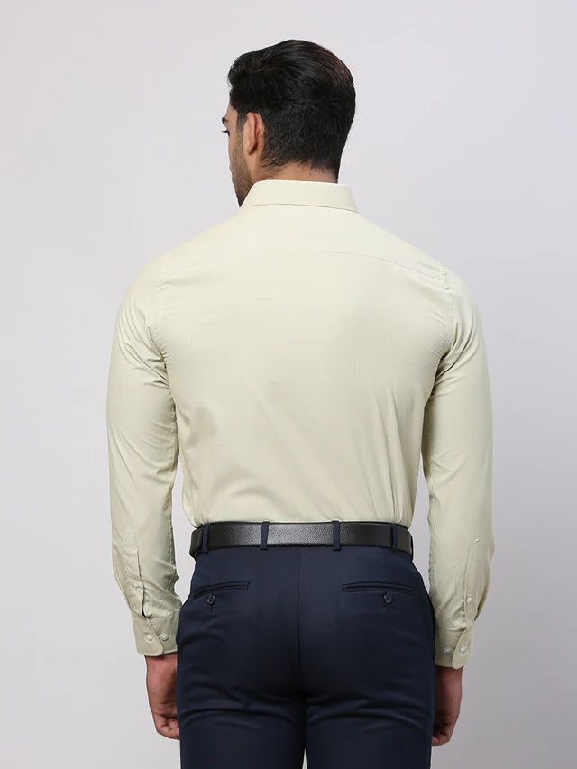 Park Avenue Green Structure Slim Fit Cotton Blend Formal Shirt - Image 5