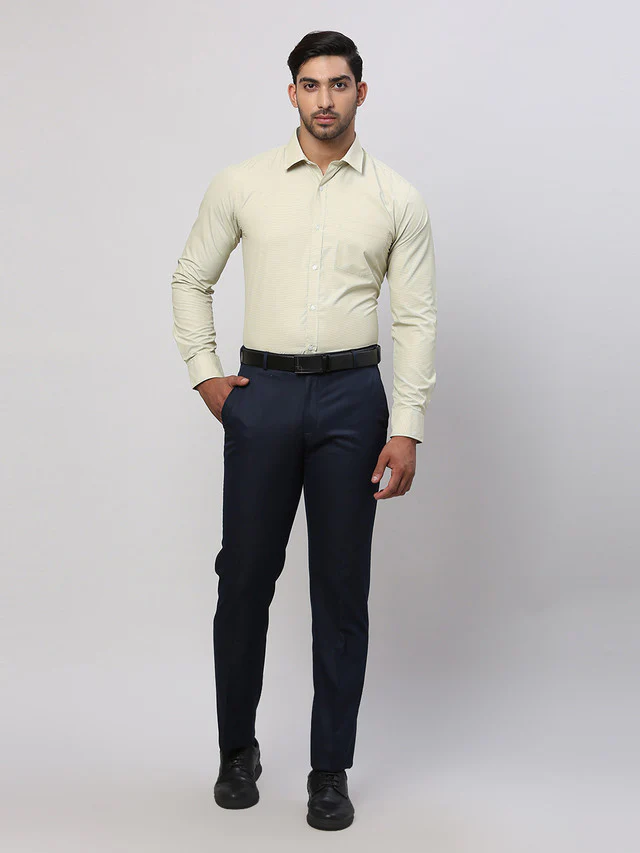 Park Avenue Green Structure Slim Fit Cotton Blend Formal Shirt - Image 6