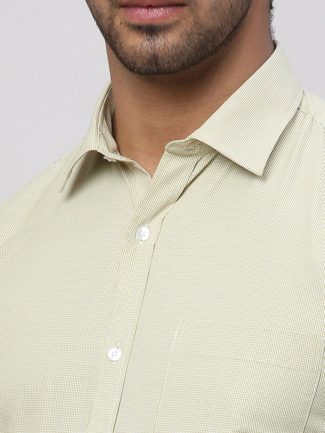 Park Avenue Green Structure Slim Fit Cotton Blend Formal Shirt - Image 7