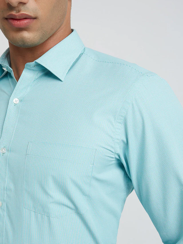 Park Avenue Green Structure Slim Fit Cotton Blend Formal Shirt - Image 6