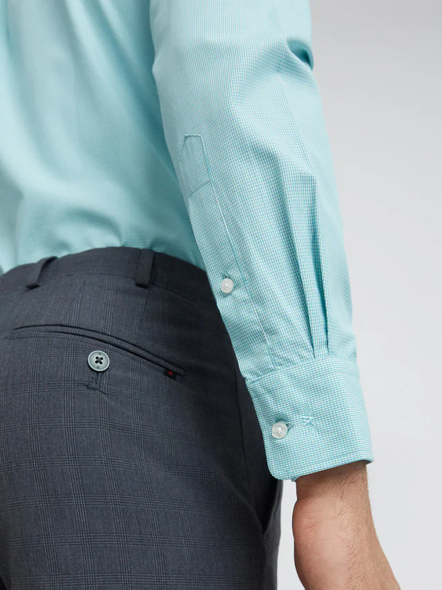 Park Avenue Green Structure Slim Fit Cotton Blend Formal Shirt - Image 7