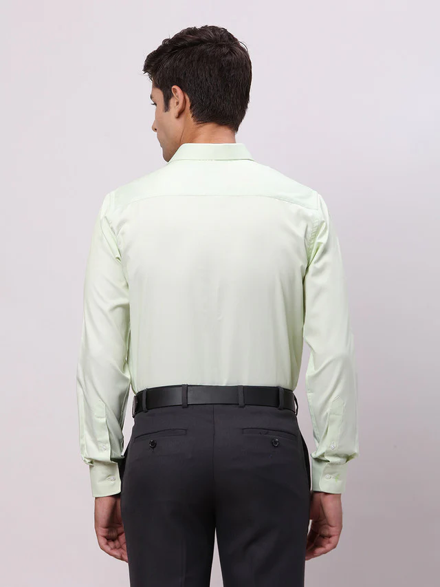 Park Avenue Green Structure Slim Fit Cotton Blend Formal Shirt - Image 5