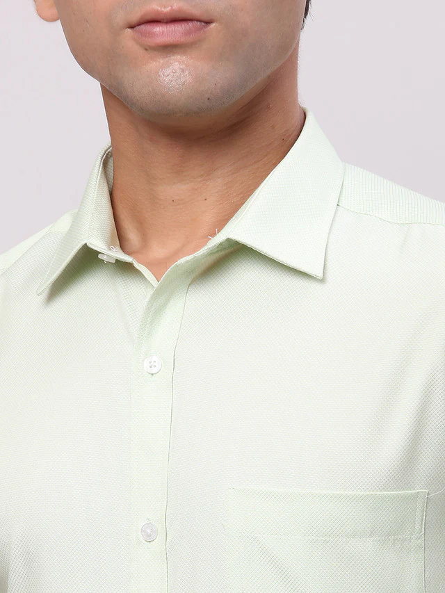 Park Avenue Green Structure Slim Fit Cotton Blend Formal Shirt - Image 7