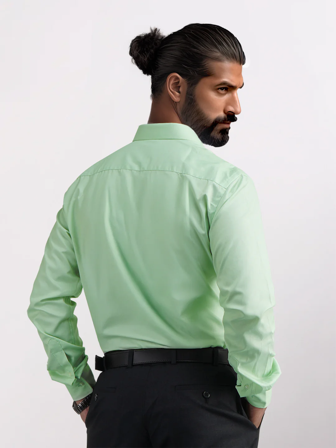 Park Avenue Green Structure Slim Fit Cotton Blend Formal Shirt - Image 3
