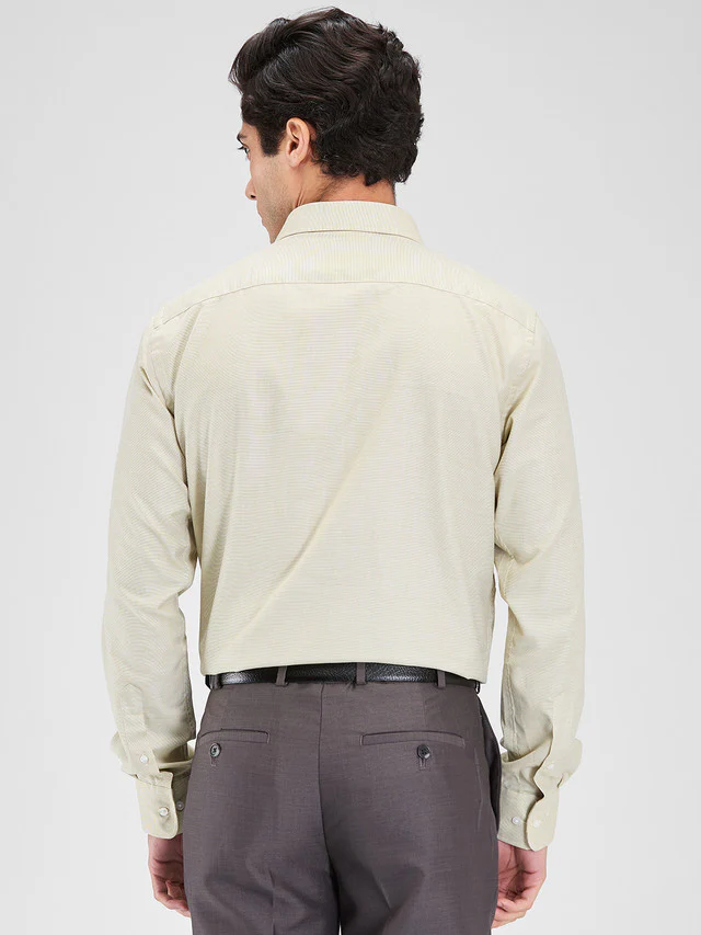 Park Avenue Green Structure Slim Fit Cotton Blend Formal Shirt - Image 4