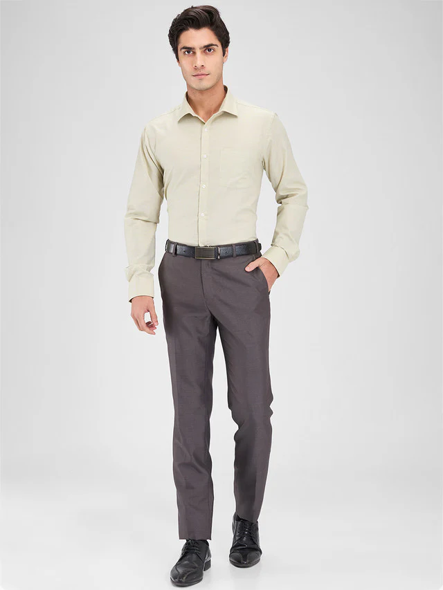 Park Avenue Green Structure Slim Fit Cotton Blend Formal Shirt - Image 5
