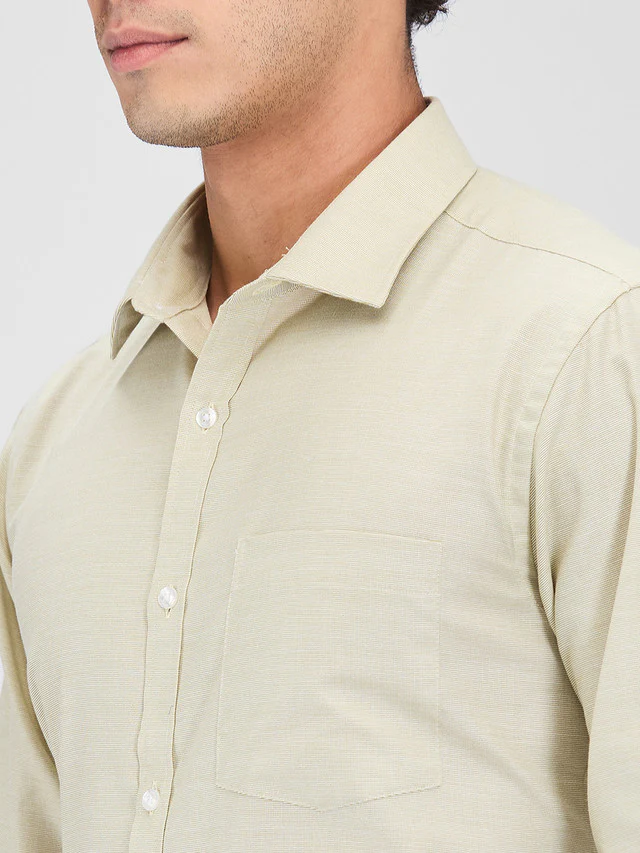Park Avenue Green Structure Slim Fit Cotton Blend Formal Shirt - Image 6
