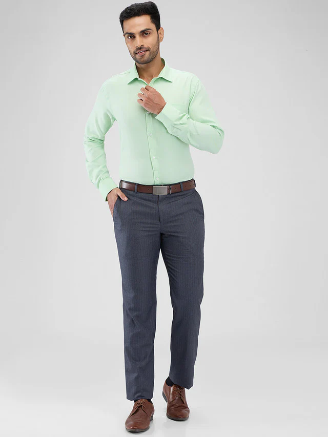Park Avenue Green Structure Slim Fit Cotton Blend Formal Shirt - Image 5