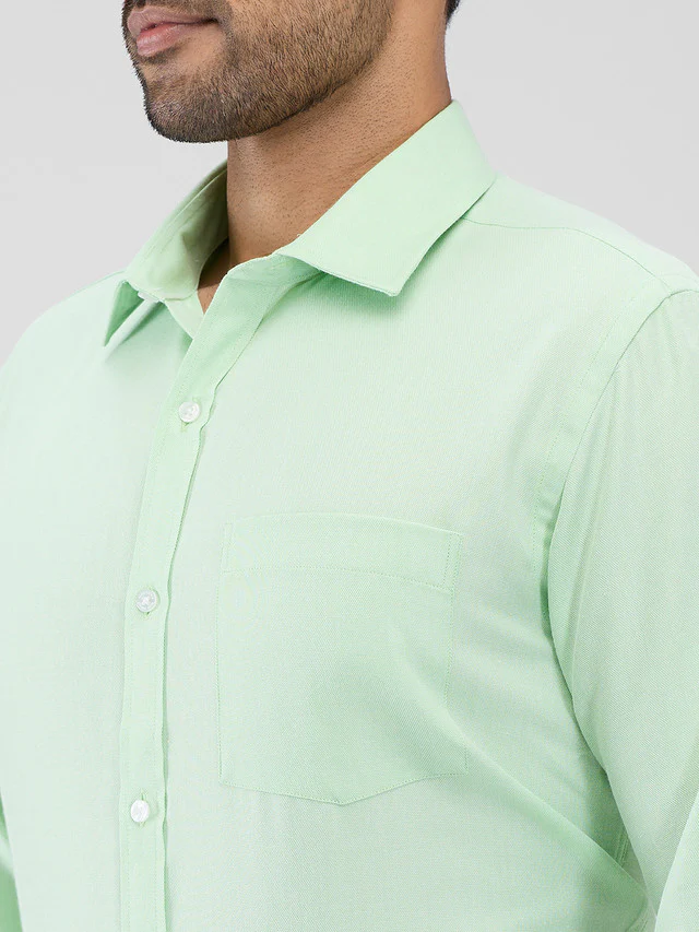 Park Avenue Green Structure Slim Fit Cotton Blend Formal Shirt - Image 6