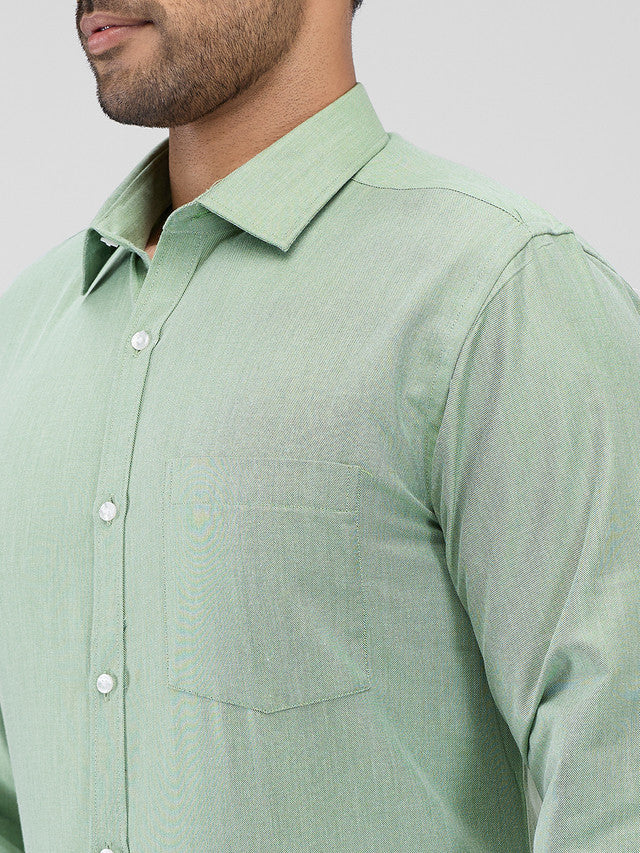 Park Avenue Green Structure Slim Fit Cotton Blend Formal Shirt - Image 6