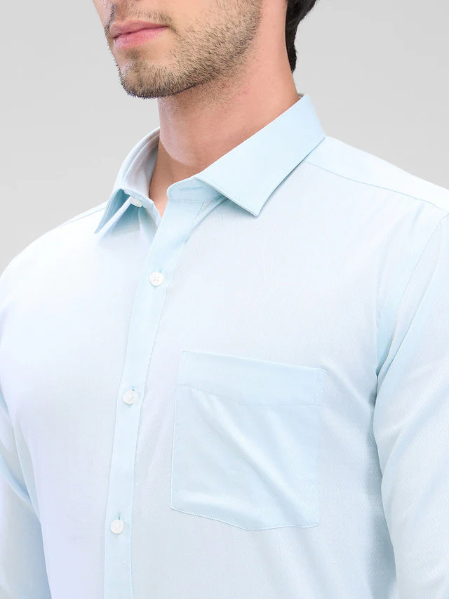 Park Avenue Green Structure Slim Fit Cotton Formal Shirt - Image 6