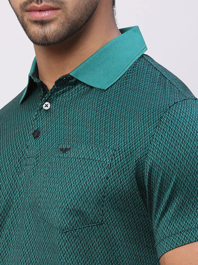 Park Avenue Green Structure Slim Fit Cotton T-Shirt - Image 6