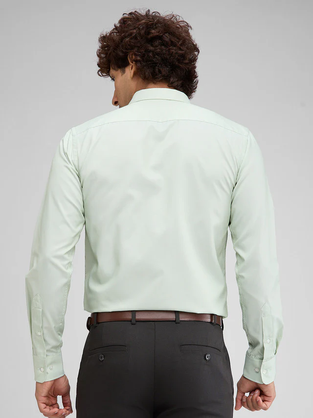 Park Avenue Green Structure Slim Fit Full Sleeve Cotton Blend Shirt - Image 3