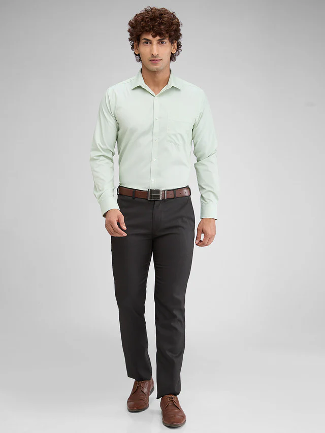 Park Avenue Green Structure Slim Fit Full Sleeve Cotton Blend Shirt - Image 4