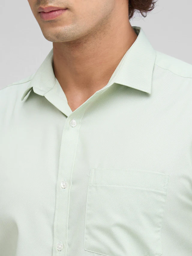 Park Avenue Green Structure Slim Fit Full Sleeve Cotton Blend Shirt - Image 5