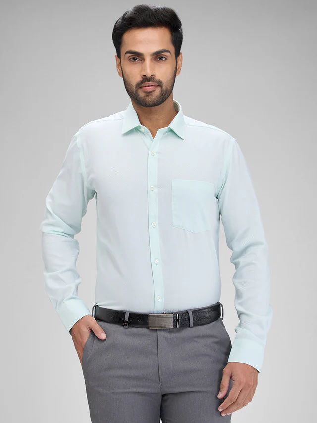 Park Avenue Green Structure Slim Fit Full Sleeve Cotton Shirt