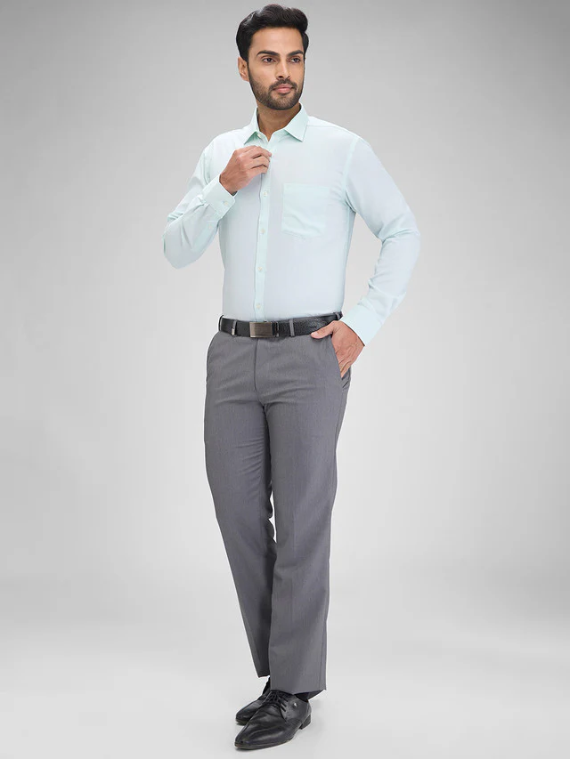 Park Avenue Green Structure Slim Fit Full Sleeve Cotton Shirt - Image 5