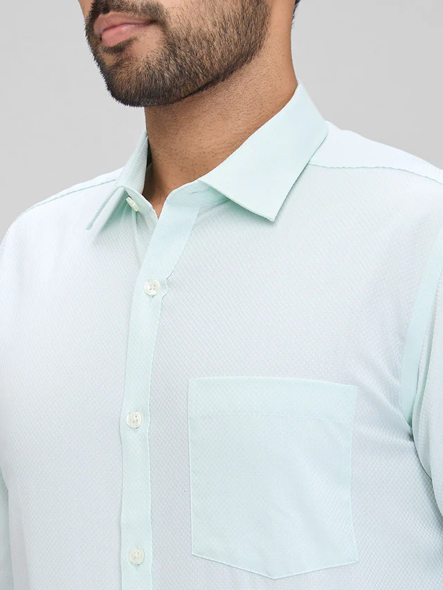 Park Avenue Green Structure Slim Fit Full Sleeve Cotton Shirt - Image 6