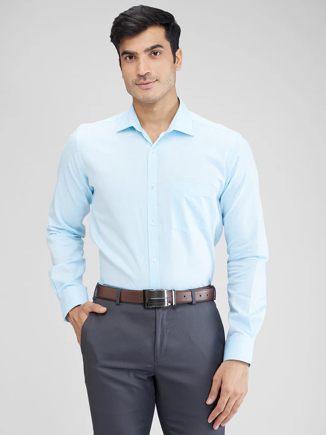 Park Avenue Green Structure Slim Fit Full Sleeve Cotton Shirt