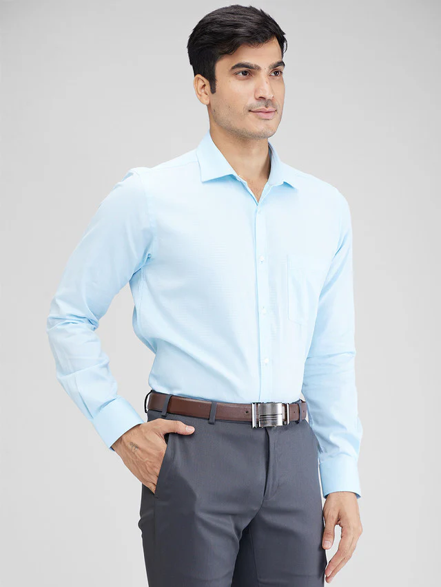 Park Avenue Green Structure Slim Fit Full Sleeve Cotton Shirt - Image 2
