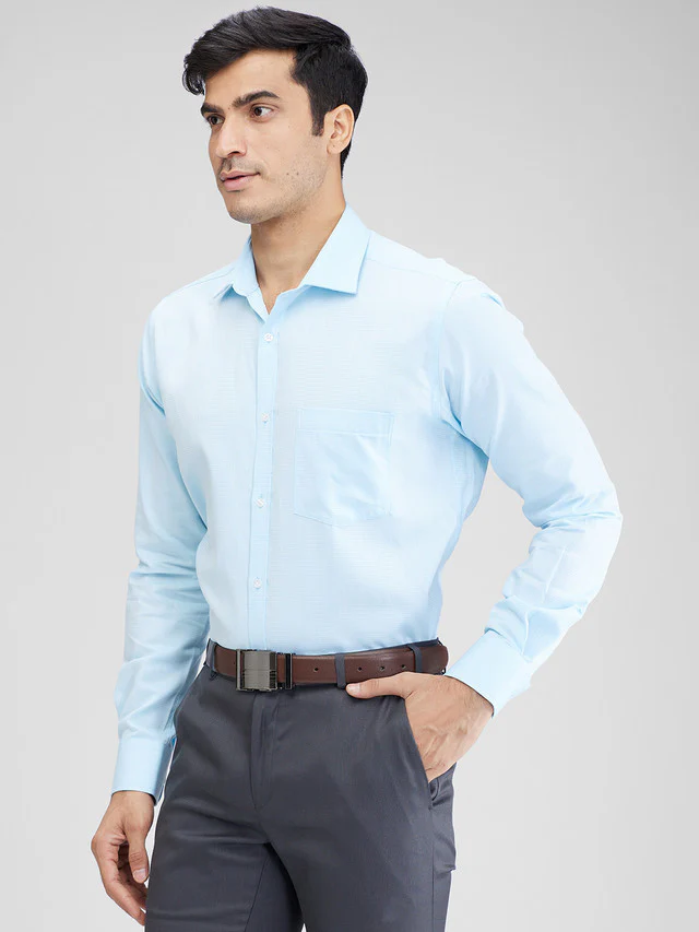 Park Avenue Green Structure Slim Fit Full Sleeve Cotton Shirt - Image 3