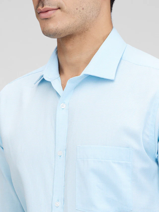 Park Avenue Green Structure Slim Fit Full Sleeve Cotton Shirt - Image 6